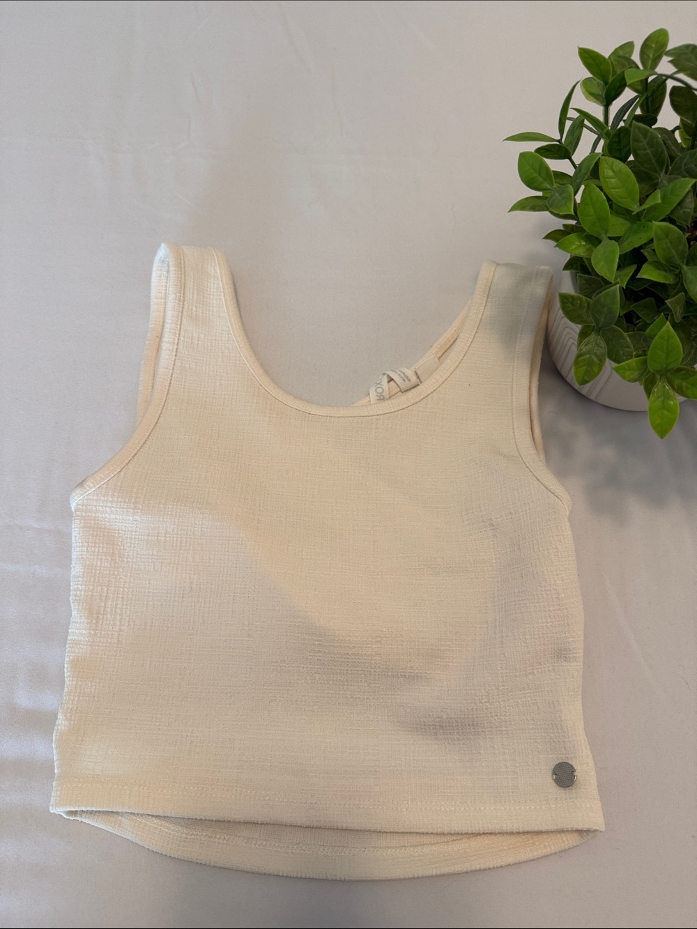 Roxy Cream Ribbed Scoop Tank Top